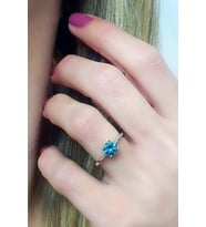 Sky Diamond Blue Creative Sapphire 925ayar Gümüş Lüks Tek Taş  Yüzük