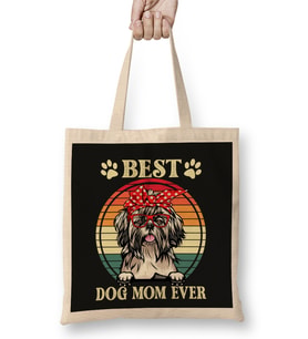 Funny Best Shih Tzu Dog Mom For Dog Lover Gift Bez Çanta Uzun Saplı