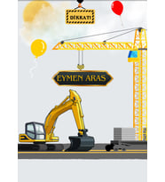 İş Makinaları Doğum Günü Afişi 70x100 cm