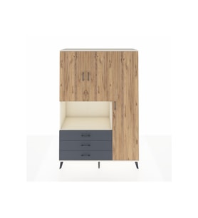 Hyperion Dolap 7 Raflı 3 Çekmeceli 3 Kapaklı 132x44x195 Aytaşı-Çam/Antrasit