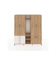Hyperion Dolap 14 Raflı 4 Çekmeceli Tek Askılı 220x44x243 Çam-Çam/Aytaşı