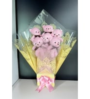 Solemia Sevgiliye Özel: Romantik Dantelli Konsept Pembe Peluş Ayıcık Buketi (Krem)