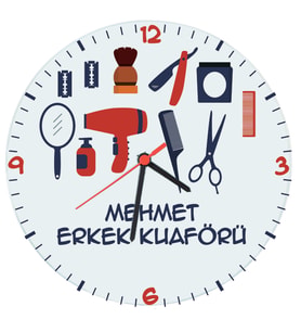 Biresimden Erkek Berberi Hediyesi Kuaför Cam Duvar Saati