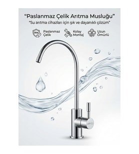 Paslanmaz Çelik Su Arıtma Musluğu – Tezgah Üstü Uyumlu Şık ve Dayanıklı Arıtma Musluğu