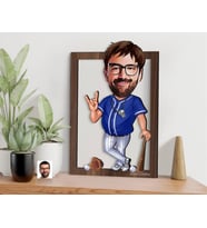 BK Gift Kişiye Özel Erkek Beyzbol Hakem Karikatürlü 3D Ahşap Tablo-1, Sevgiliye Hediye, Arkadaşa Hediye, Doğum Günü Hediyesi