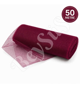 Süsleme Tülü Bordo Kristal Tül 50 m