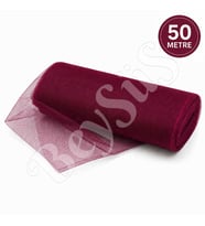 Süsleme Tülü Bordo Kristal Tül 50 m