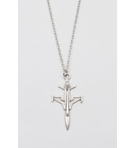 Modern F-5 Tiger Uçak Kolye - Düz Ezme İthal Zincirli Unisex Gümüş Kaplama - 60 cm