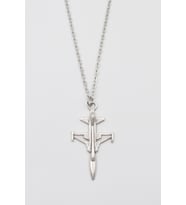 Modern F-5 Tiger Uçak Kolye - Düz Ezme İthal Zincirli Unisex Gümüş Kaplama - 60 cm