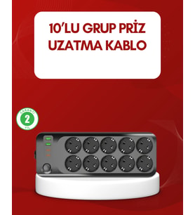 Usb Type-c Destekli 10’lu Grup Priz Termal Korumalı 2m Kablo 2500w