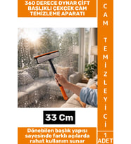#CamTemizleyici Banyo Duşakabin Oto Bakım 360 Derece Oynar Çift Başlık Çekçek Cam Temizleme Aparatı