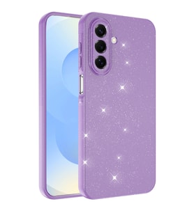 Lexroo Galaxy A17 Kılıf Kamera Korumalı Simli Lüks Koton Kılıf - Mor