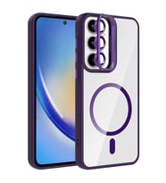 Samsung Galaxy A55 Uyumlu Kılıf Standlı ve Kamera Lens Hediyeli M-Safe Şarj Özellikli Zore Etro Kapak