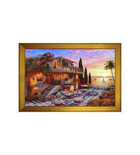 Manzara Temalı Kanvas Tablo 50 x 70 cm Gold Çerçeve