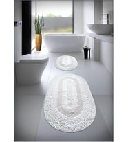 Pamuk El Tafting Banyo Paspas Seti, Banyo Halısı Cottonway 2 Li Set 60x100-60x50 (EKRU)