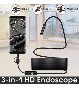 Endoskop 3 in 1 Yılan Kamera USB Micro Usb Type-C Uyumlu 15M