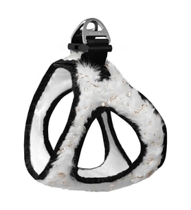 Üç Kilitli Simli Peluş Kedi Köpek Göğüs Tasması 20-24 cm XXX-Small Beyaz