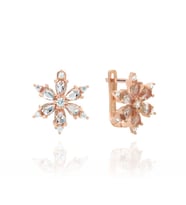 Yeşil Topaz Taşı Renkli Klipsli Gümüş Çiçek Küpe Rose