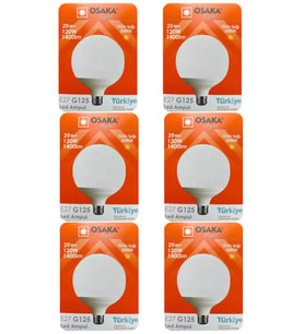 (6 Adet) 20W (120W) 3000K (Sarı Işık) E27 Duylu (Kalın Duy) Glop Led Ampul
