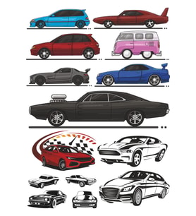 Arabalar Sticker Set-1 14 Parça Telefon, Tablet, Defter, Laptop Sticker