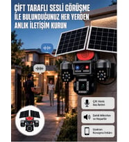 LED Projektörlü Sirenli Güneş Enerjili Akıllı Güvenlik Kamerası