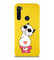 Xiaomi Redmi Note 8 Soft Premier Kapak Coolcat Tasarımlı Silikon Kılıf - Sarı (Şeffaf)