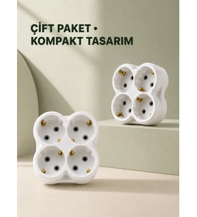 4’lü Priz Çoğaltıcı 2 Adet Set Kablosuz Duvar Tipi Priz Çoklayıcı Adaptör