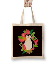 Penguin Hawaii Vacation Aloha Hibiscus Ocean Summer Island Bez Çanta Uzun Saplı