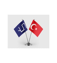 Akkoyunlular Beyliği ve Türk Bayrağı İkili Saten Masa Bayrağı Takımı