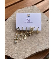YSX Jewelry Altın Taşlı Ataç Altılı Küpe Seti