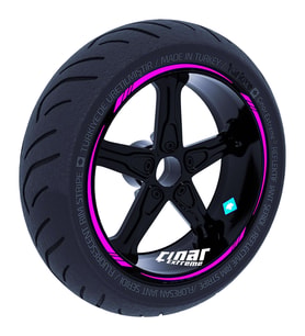Gül Pembesi 4 Parçalı Keskin Jant Şeridi Sticker Çınar Extreme