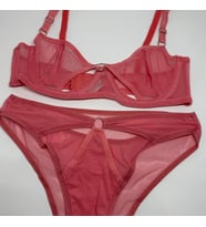Somon Tül Detaylı Sütyen Külot Takım (Somon Pembe)