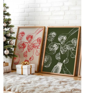 Çerçevesiz Poster Yeşil ve Kırmızı Noel 2'li