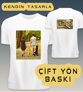 Kişiye Özel Kendin Tasarla Ön Arka Fotoğraf Baskılı Tişört Unisex