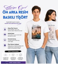 Kişiye Özel Kendin Tasarla Ön Arka Fotoğraf Baskılı Tişört Unisex
