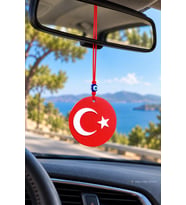 Araba Dikiz Ayna Süsü Çift Taraflı Ay Yıldız Cam Nazar Boncuklu Araç Süsü