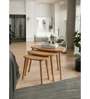 Zigon Sehpa 3'lü Set, Masif Doğal Ahşap, Modern Masif Yan Sehpa