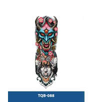 TQB-088 MASKELİ KADIN DESEN RENKLİ GEÇİCİ KOL DÖVMESİ-TATTO