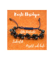 6mm Ipli Karlı Obsidyen Ayarlanabilir Ölçü Doğal Taş Bileklik