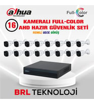 Dahua 16 Kameralı Renkli Gece Görüşlü Full HD Güvenlik Kamera Seti