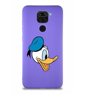 Xiaomi Redmi Note 9 Soft Premier Kapak Donald Duck-F Tasarımlı Silikon Kılıf - Mor (Şeffaf)