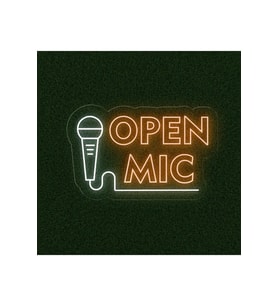 OPEN MIC Yazılı ve Şekilli Neon Tabela