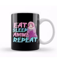 Funny Anime Obsessed Girl Eat Sleep Anime Repeat Kupa Bardak Porselen
