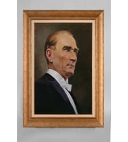 Altın Varaklı Paspartulu Çerçeveli Atatürk Tablo nt1286