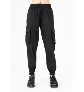 Maraton Comfort Kadın  Dönüşlü Lastik Paça Siyah- Pantolon