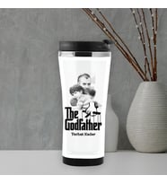 Babaya Hediye GodFather Karakalem Fotoğraflı Termos Mug (Beyaz)