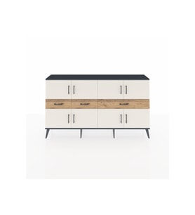 Arges Konsol 5 Raflı 3 Çekmeceli 8 Kapaklı 176x30x99 Antrasit-Aytaşı/Çam