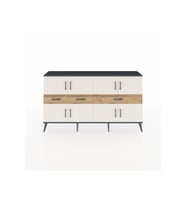 Arges Konsol 5 Raflı 3 Çekmeceli 8 Kapaklı 176x30x99 Antrasit-Aytaşı/Çam