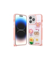 Apple iPhone 14 Pro Uyumlu Kılıf Parlayan Simli Kabartma Figürlü Zore Cevze Kapak (Pembe)