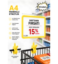10 Adet - A4 Mandallı Fiyatlık Etiketlik Sepet Raf Askılık Fiyat Etiketi Çerçeveli Market Mağaza Sarı